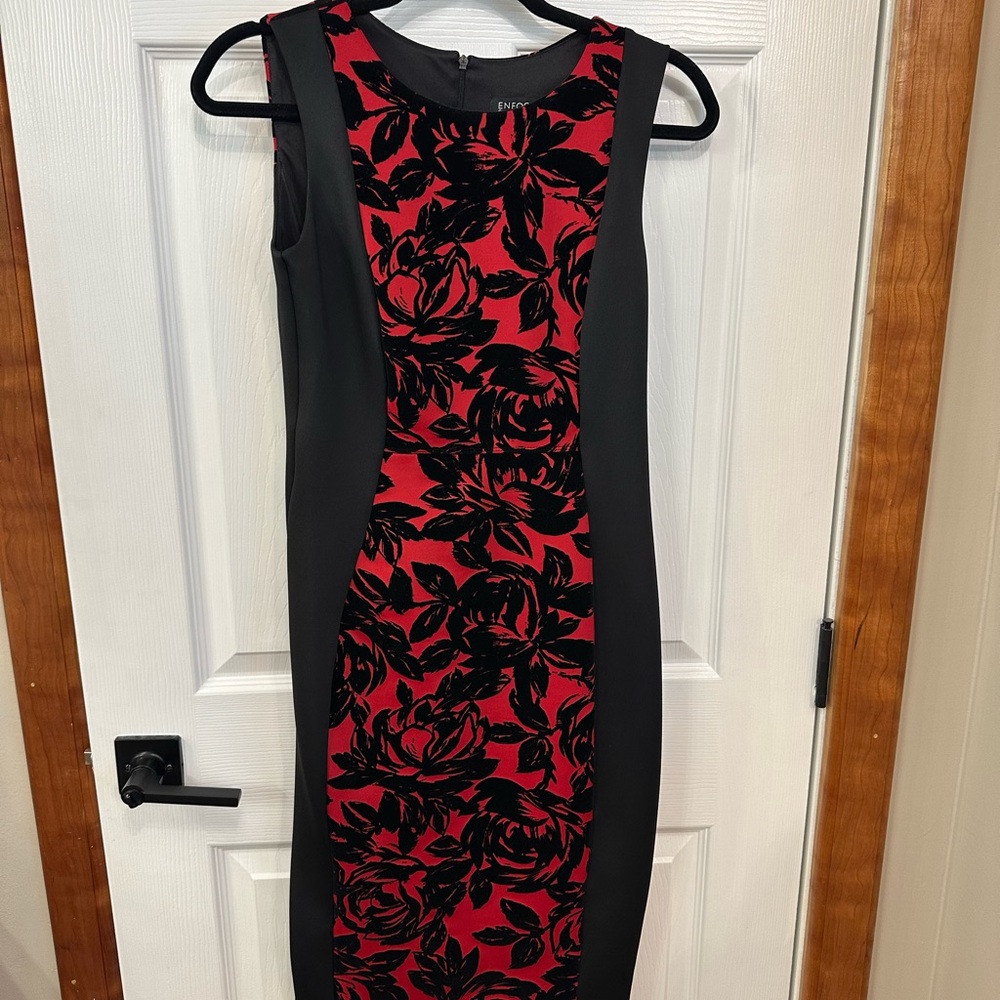 Elegant Black and Red Floral Dress